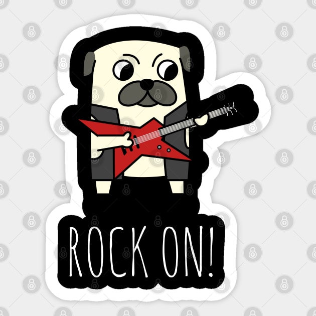 Rockstar Pug Sticker by cartoonbeing